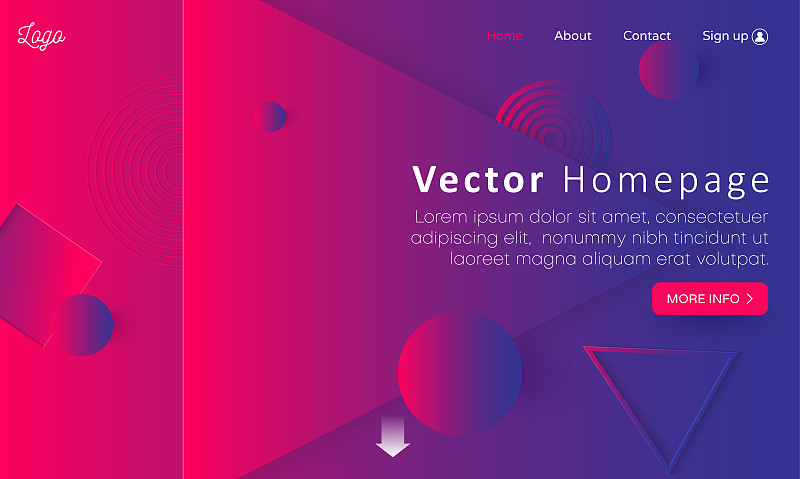 Pink and purple spectrum web homepage template wit