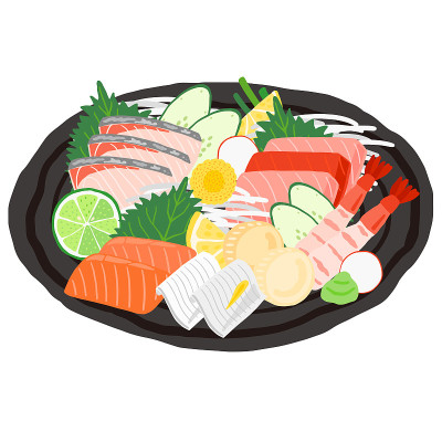 日本料理，大拼盘上的什锦生鱼片