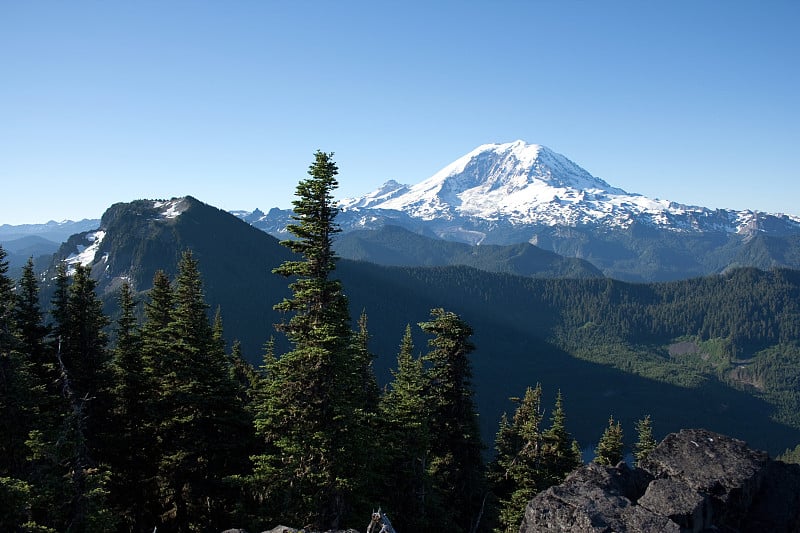 来自山顶的雷尼尔山和Bearhead山