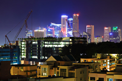 夜晚的新加坡市中心