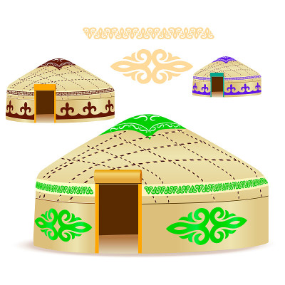 孤立观赏性游牧帐篷矢量插图