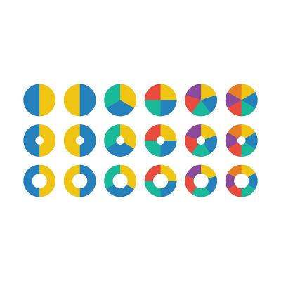 饼图图标向量图图表符号，用于大数据分析报告和统计信息的平面颜色