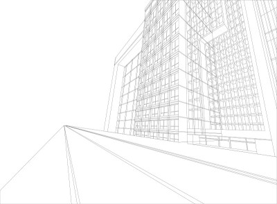 城市景观场景线框建筑