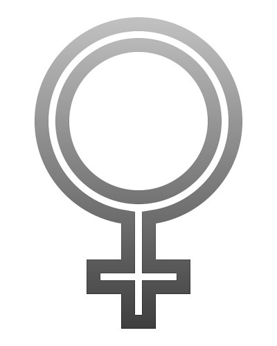 女性符号图标-中等灰色薄轮廓梯度，孤立-向量