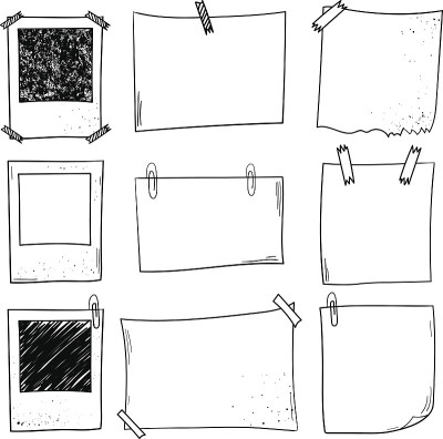 向量信纸,框里。涂鸦矢量插图。手绘古董，现代集。