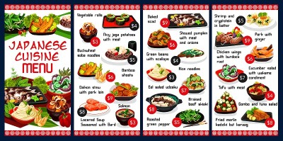 日本食物载体菜单日本膳食分类