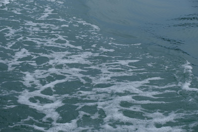 海上的快艇，碧水上有尾流泡沫