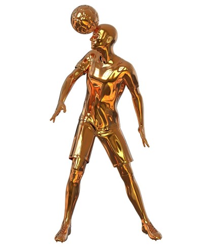 足球运动员的金色隔离在白色3d插图