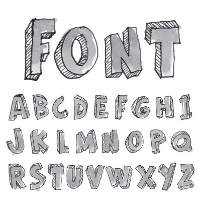 字体水彩。手写的矢量插图。