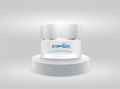 Cosmetic product poster, bottle package design on 