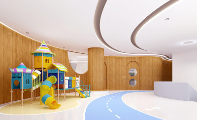 幼儿园儿童学校的3d渲染