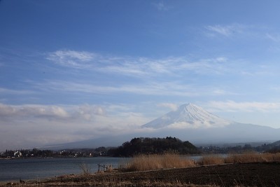 从川口湖看富士山