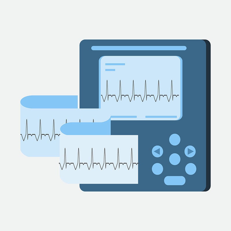 便携式心电图医疗设备机器图标。医学imstrument