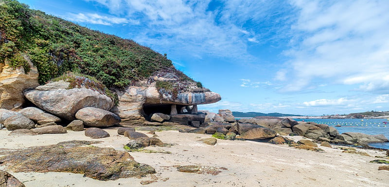 脂肪海滩地区。Sanxenxo。在加利西亚旅游。西班牙最美丽的地方。