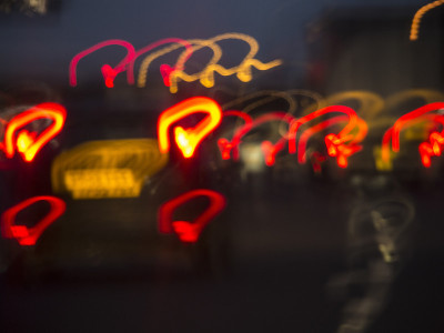 交通前灯夜，A1高速公路，约克郡