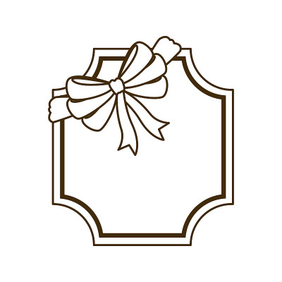 silhouette of frame with ribbon in white backgroun