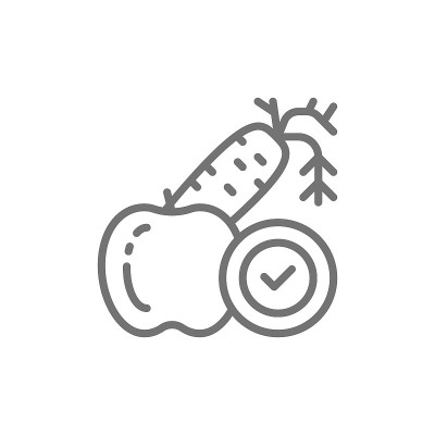 饮食，蔬菜，水果，适当的营养线图标。