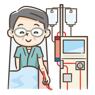 老年男子进行透析的插图