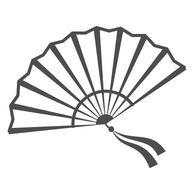 中国扇子细线图标，中国中秋节概念，传统扇子与丝带标志在白色的背景，打开扇子从中国轮廓风格的网页设计。