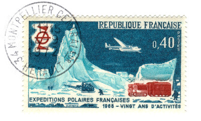 古老的法国邮票-极地探险1968