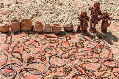 Himba arts and crafs for sale at a Himba village