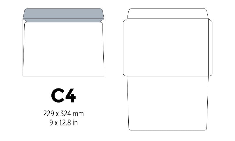 信封c4模板，用于a4, a5纸，带裁线