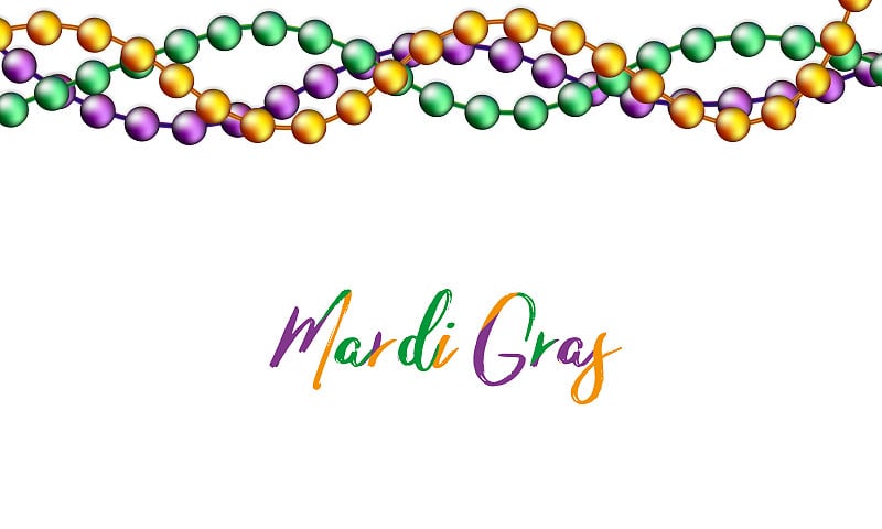 Mardi Gras decoration vector realistic beads on wh