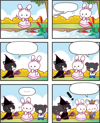 矢量卡通兔子公主漫画故事