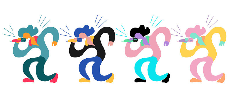 矢量插图与歌手