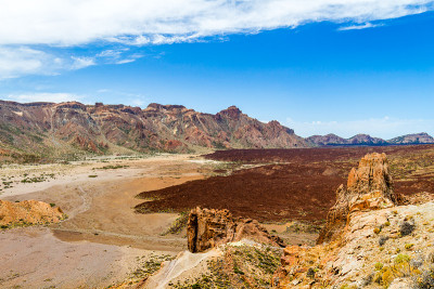 植被稀疏的火山景观，泰德国家公园，特内里费，西班牙