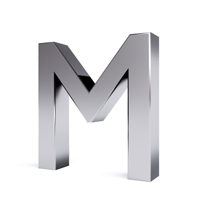 金属字母m集合。
