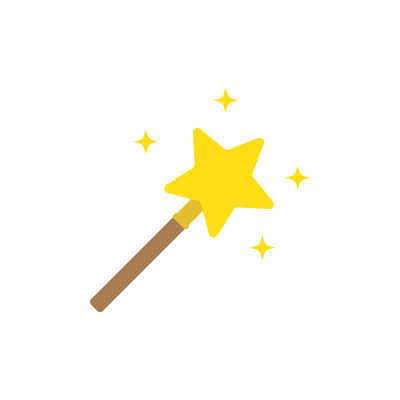 矢量魔术棒图标与星辉。