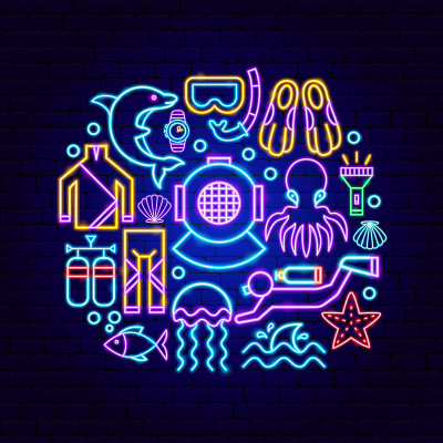潜水霓虹概念
