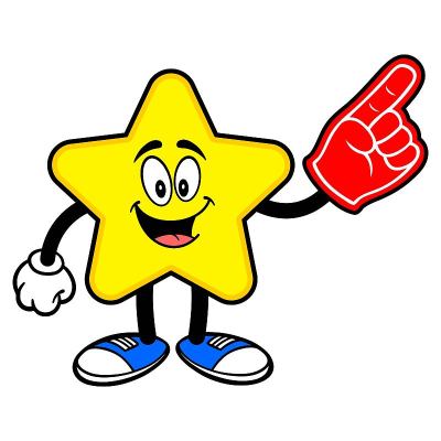 Star Mascot with a Foam Hand