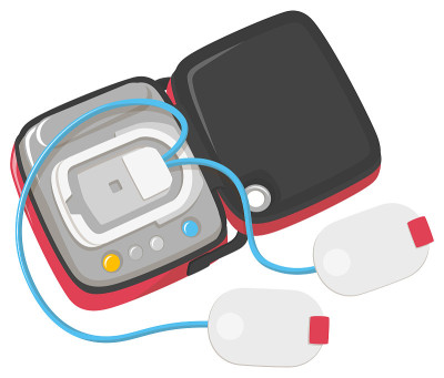 AED stratocaster电吉他。自动体外除颤器。