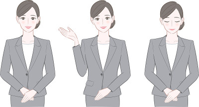 一个穿着灰色西装的女人的插图