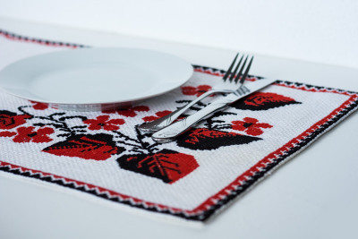 Table setting for dinner: a plate, a fork, a knife