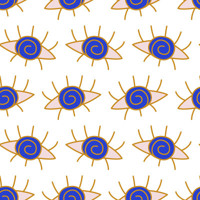 Mediterranean geometric evil eyes seamless pattern