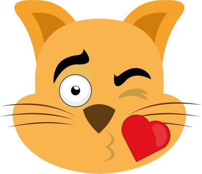 矢量emoticon插图卡通猫的头与表达爱给一个心形的吻