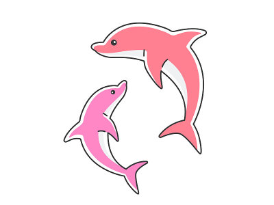 海豚父母和孩子的插图。