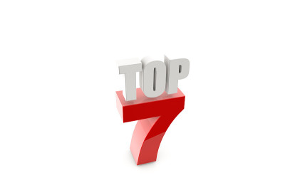 3d渲染孤立的数字7在白色