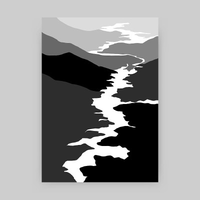 山景艺术海报。单色版画的自然场景，最小的当代墙壁装饰。矢量图