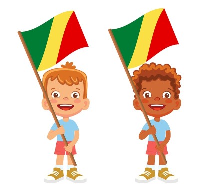 Child holding Congo flag