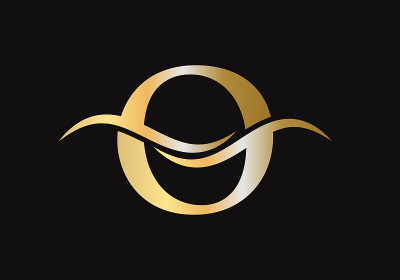 高级字母O标志设计与水波概念。O字母标志设计具有现代时尚的奢华品牌