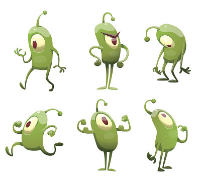一组有趣的绿色微生物