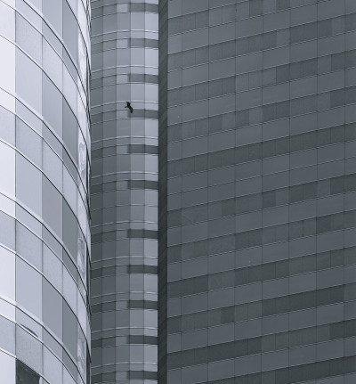 现代香港建筑，形象黑白风格