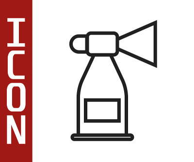Black line Air horn icon isolated on white backgro
