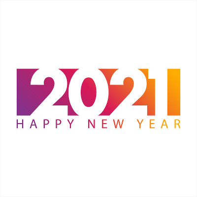 2021年新年快乐!优雅的色彩渐变设计。矢量图模板。