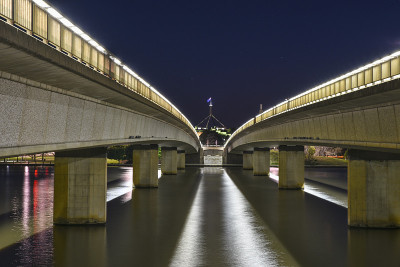堪培拉，夜，桥，湖