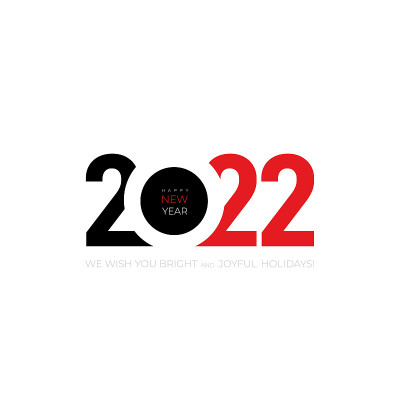 2022年新年图标设计模板。2022号设计模板。2022年新年快乐。矢量插图与黑色和红色标签孤立的白